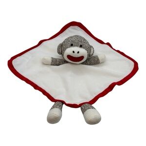Baby Starters Sock Monkey Lovey Plush Security Blanket White Red Snuggle Buddy